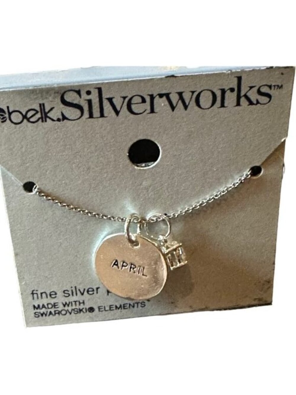 Belk Silverworks Silver Plated April Birthstone Necklace With Swarovski Elements